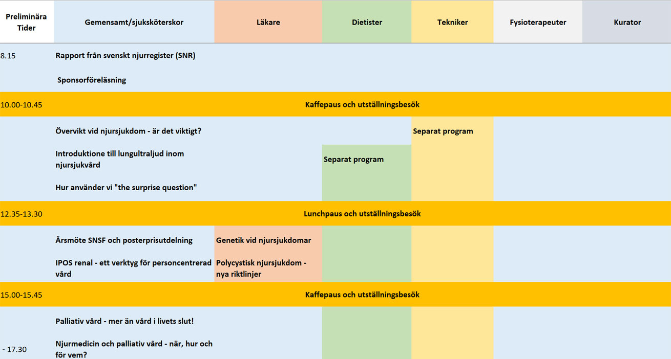 program info för tisdag